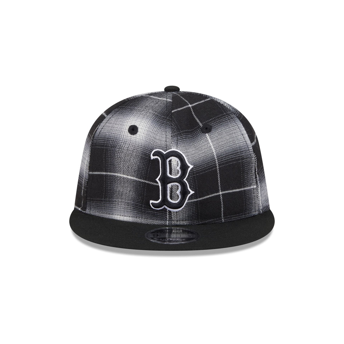 Boston Red Sox Black and White Plaid Retro Crown 9FIFTY Snapback Hat