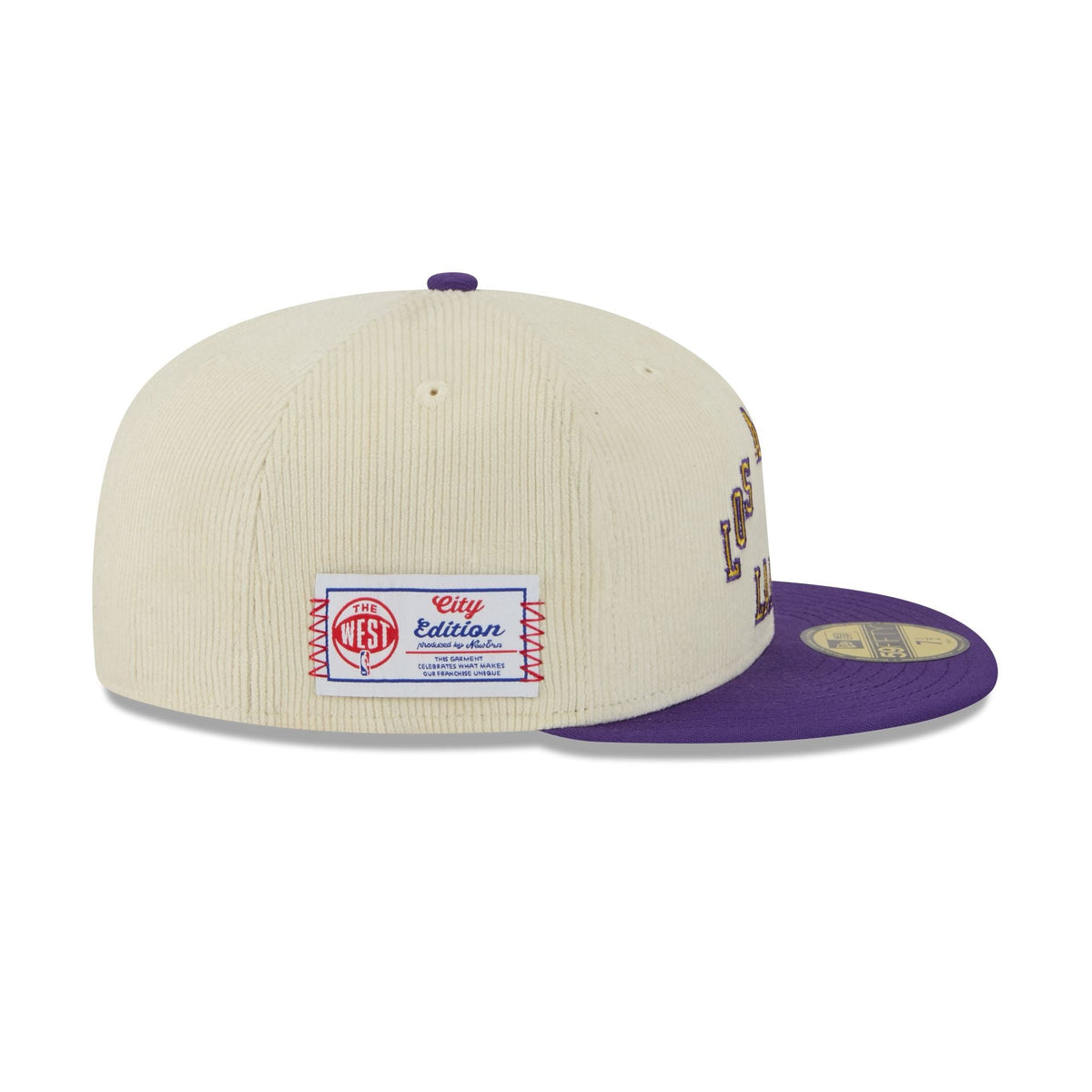 Los Angeles Lakers 2025 City Edition Chrome White Corduroy 59FIFTY Fitted Hat