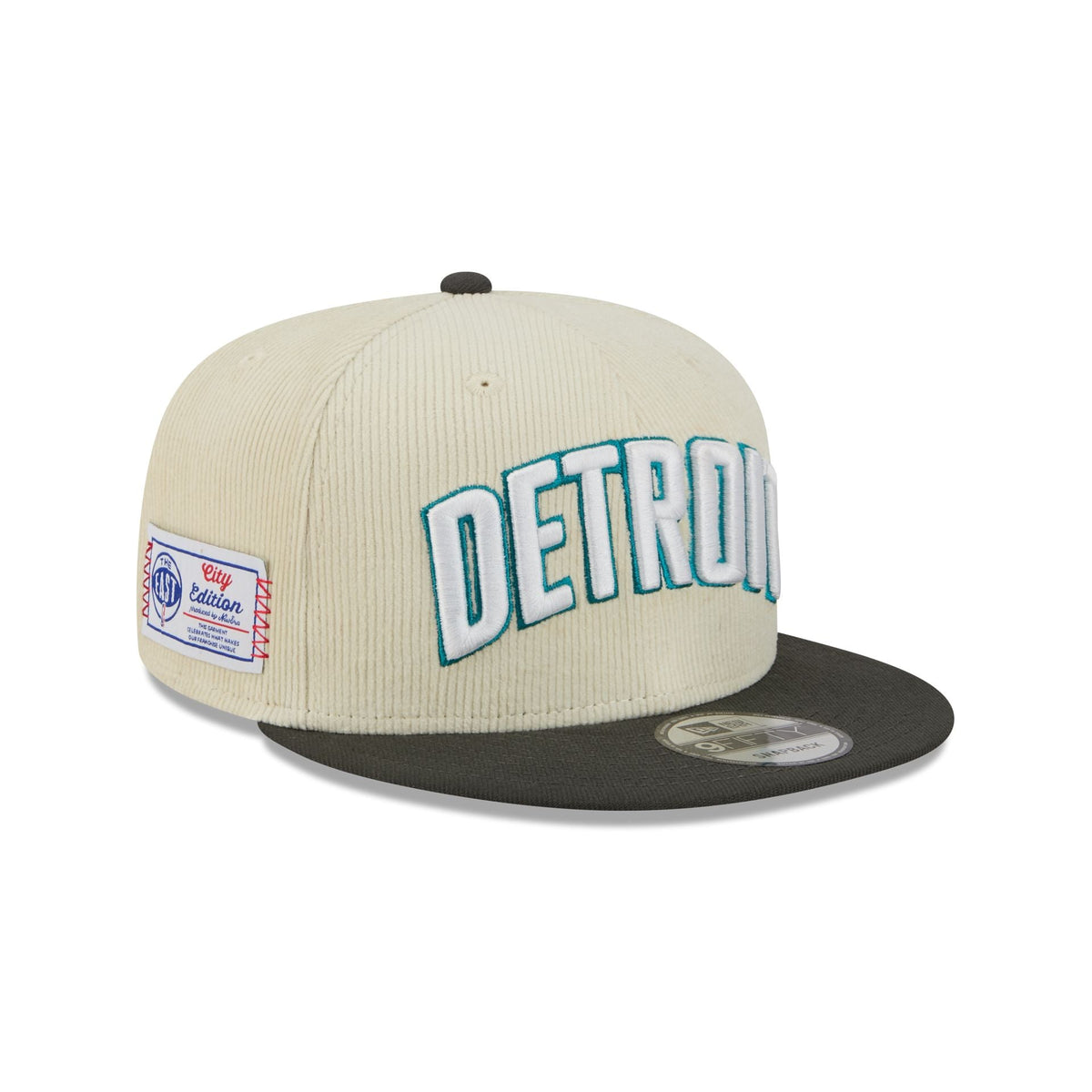 Detroit Pistons 2025 City Edition Chrome White Corduroy 9FIFTY Snapback Hat