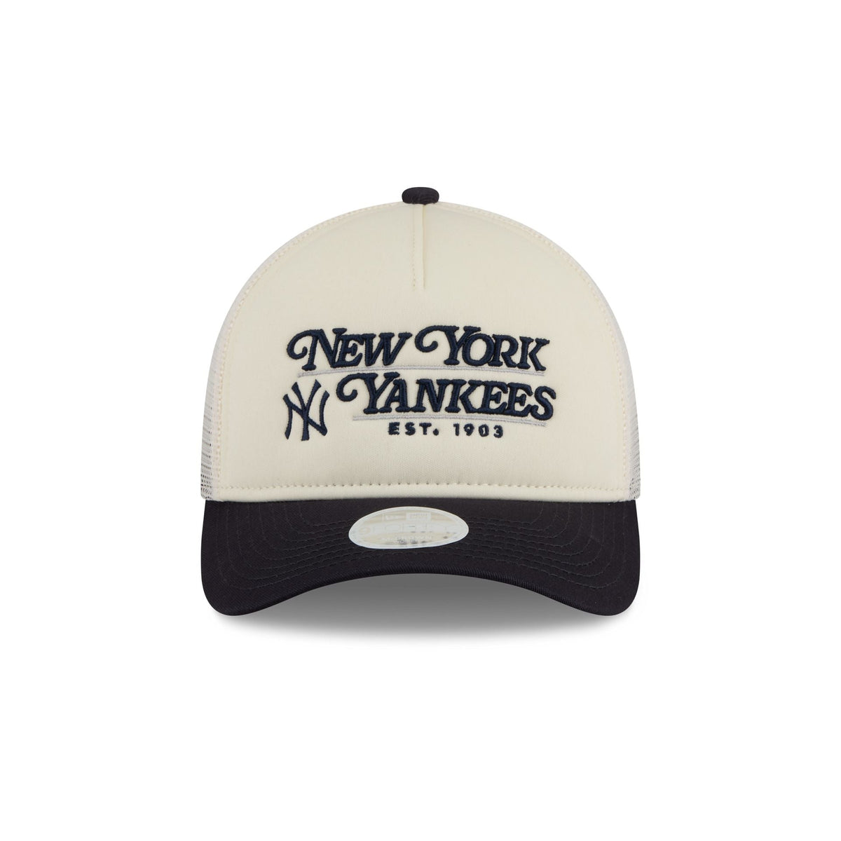 New York Yankees Retro Chrome Women's White 9FORTY M-Crown A-Frame Trucker Hat