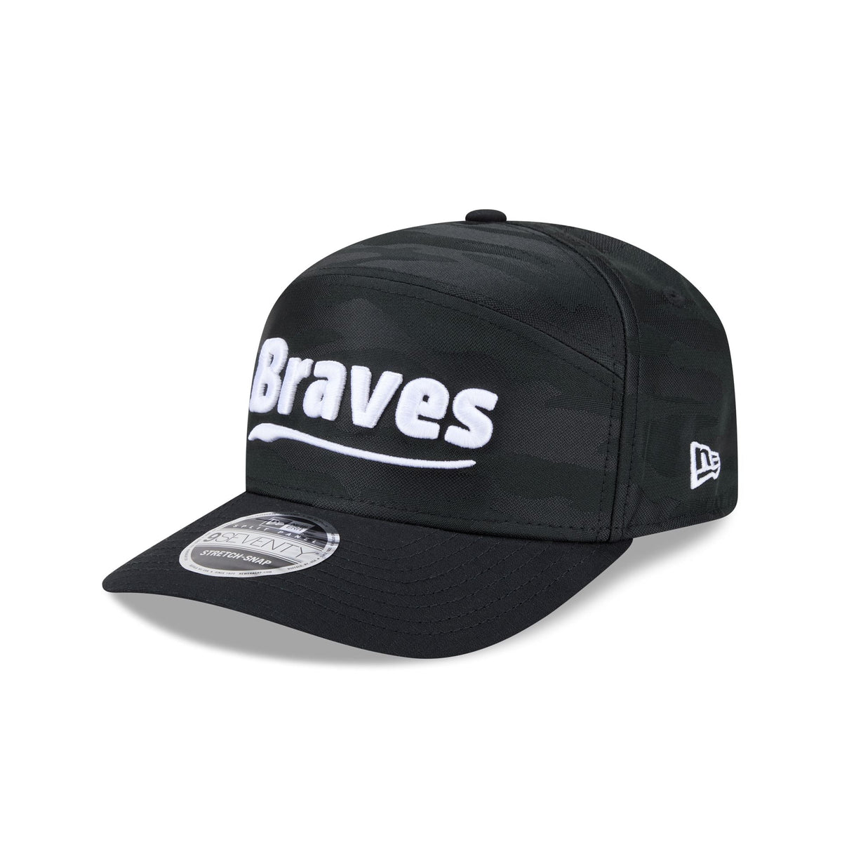 Atlanta Braves Black Camo Split Panel 9SEVENTY Stretch-Snap Hat
