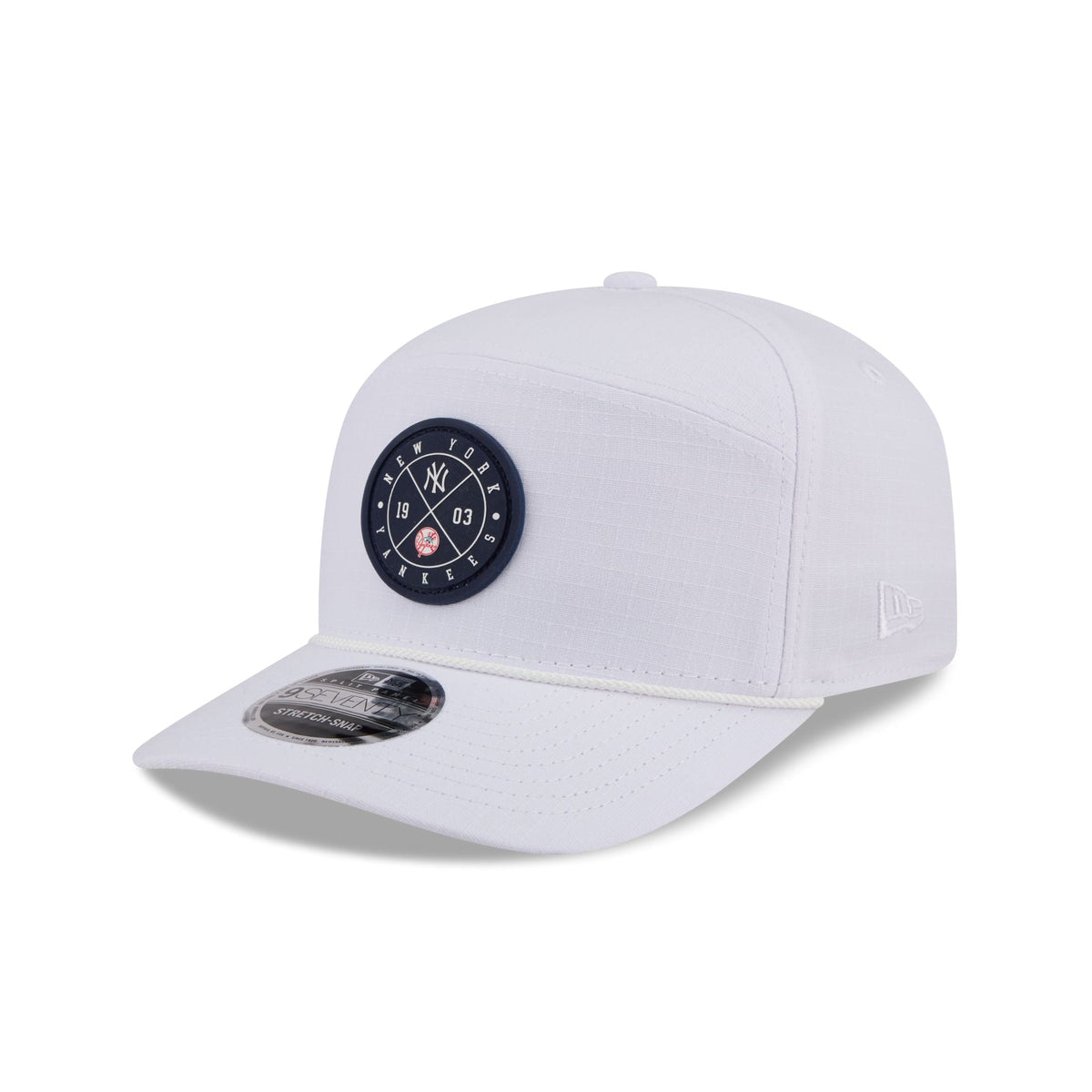 New York Yankees Circle Logo White Split Panel 9SEVENTY Stretch-Snap Hat