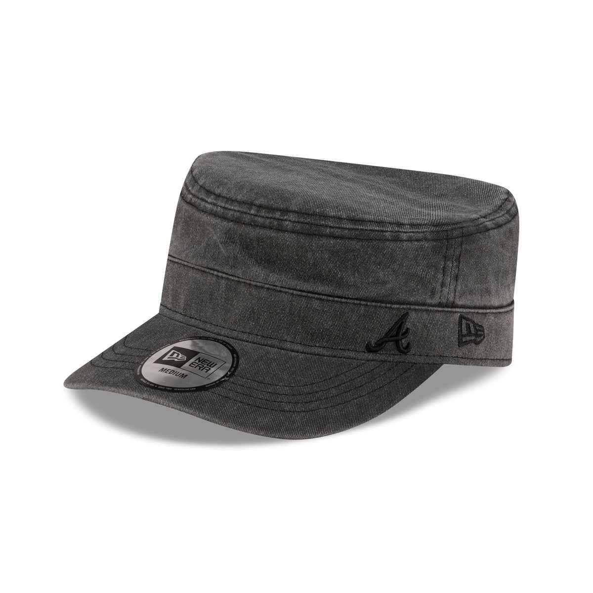 Atlanta Braves Pigment Dye Black Military Cap