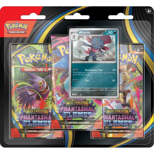 🔥2026 Christmas Gift🎄: Mega Evolution - Phantasmal Flames 3-Pack Blister (Weavile)